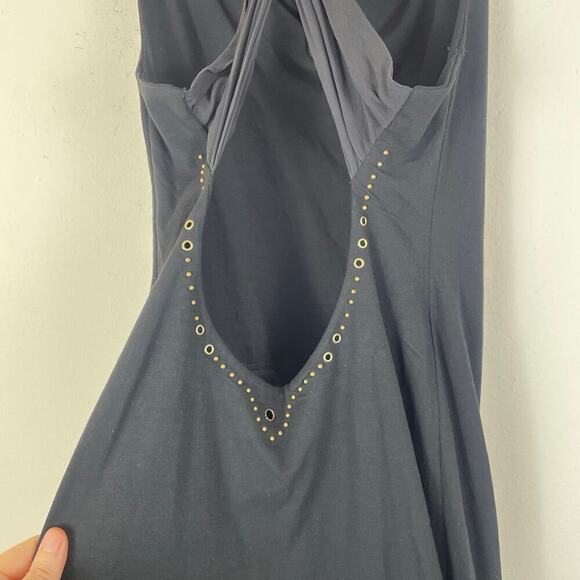 Pinko Women’s Black Midi Dress Bodycon Scoop Back Studded size 8 - Picture 5 of 8